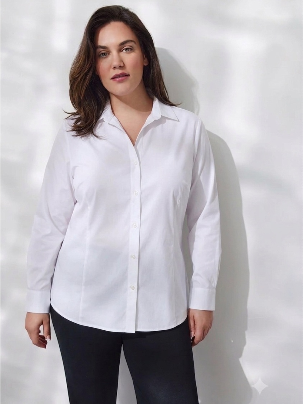 Ming Wang White Button Down Shirt XL Office Career Quiet Luxury Closet Staple